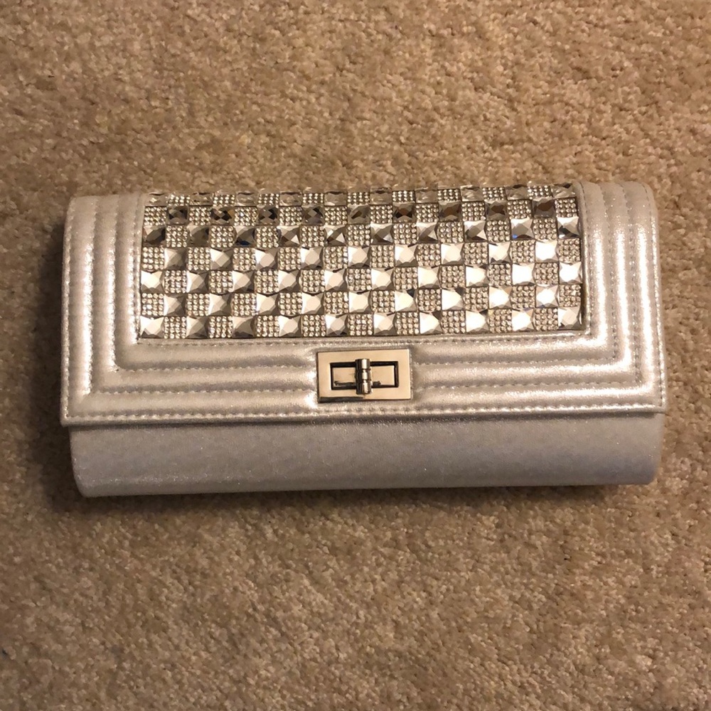 White metallic evening purse